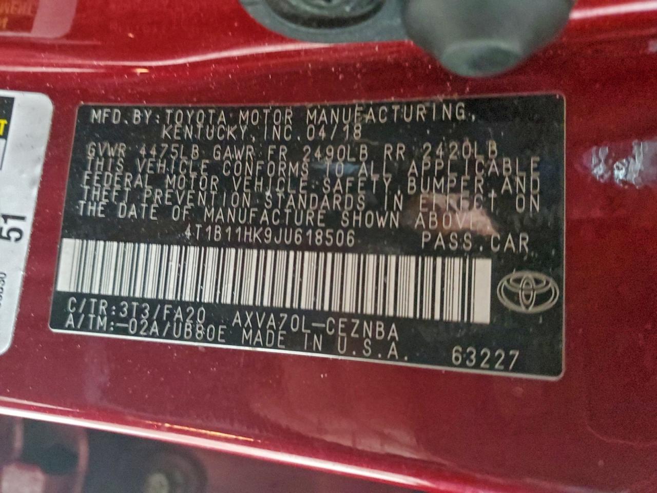 2018 TOYOTA CAMRY
