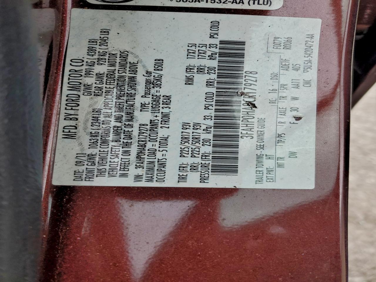2012 FORD FUSION