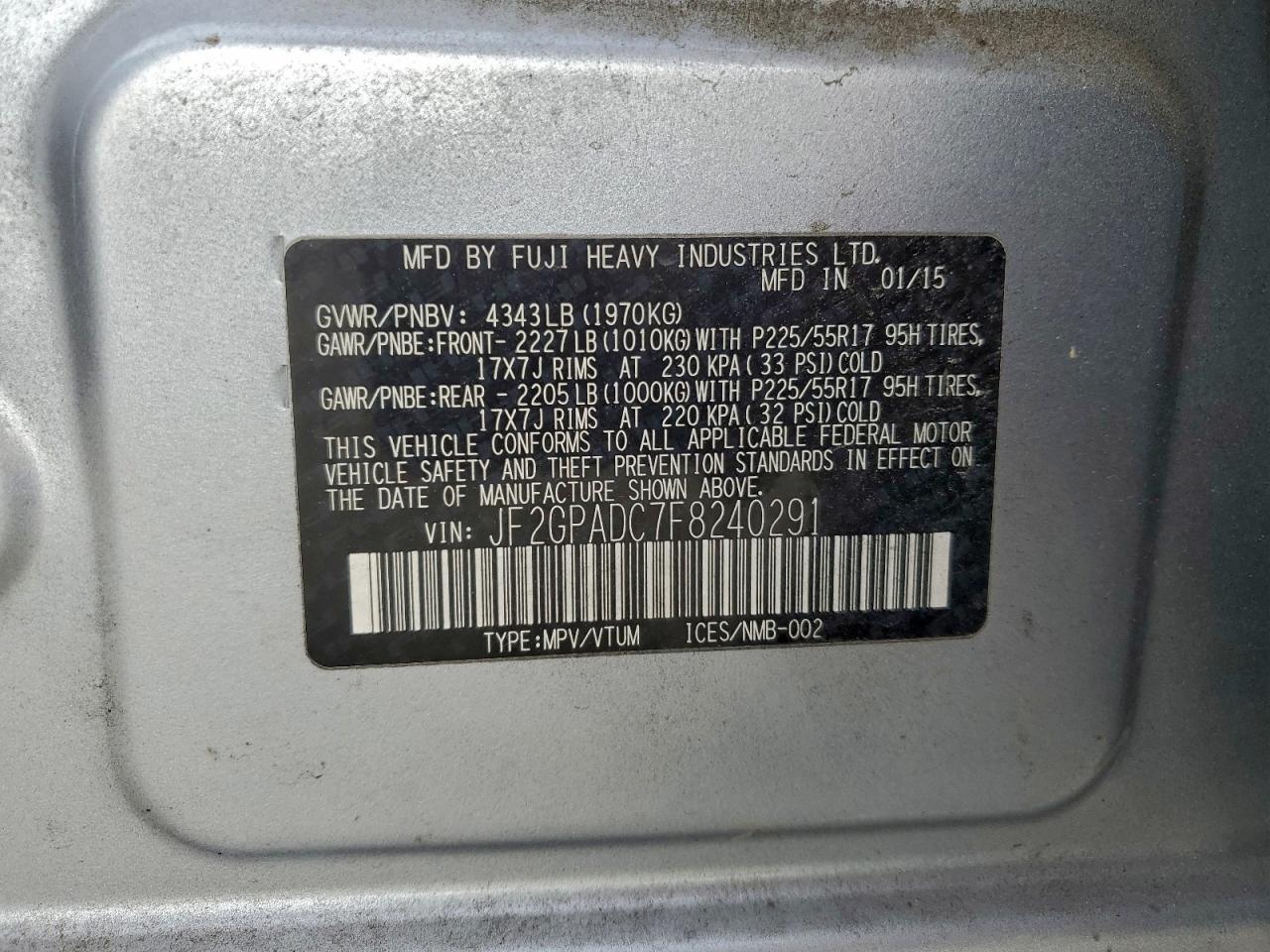 2015 SUBARU XV Crosstrek