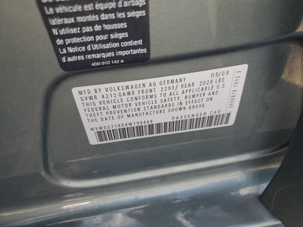 2006 VOLKSWAGEN RABBIT