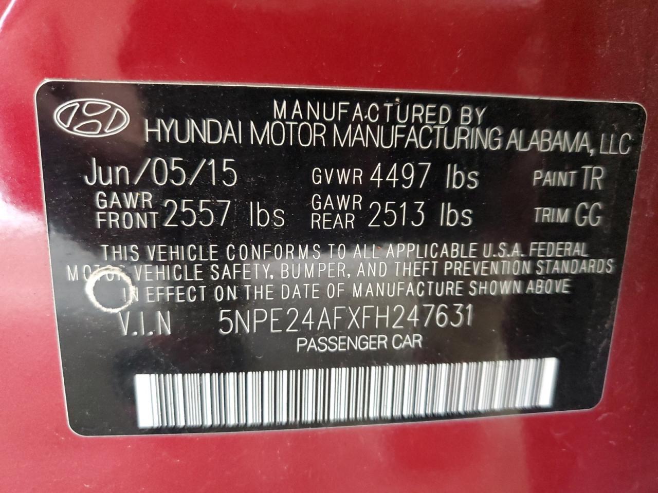 2015 HYUNDAI SONATA
