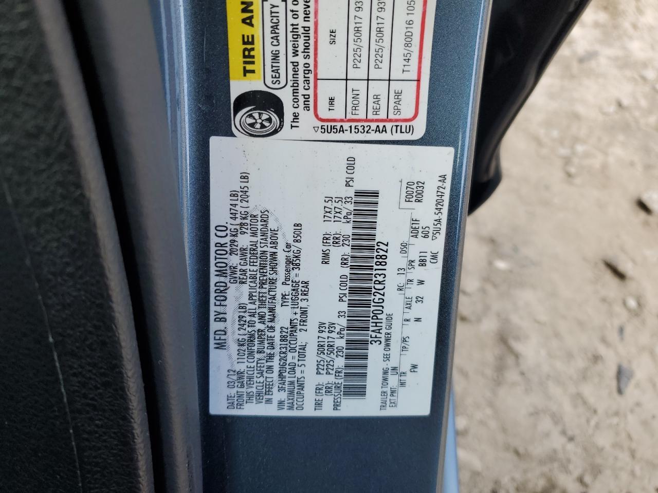 2012 FORD FUSION
