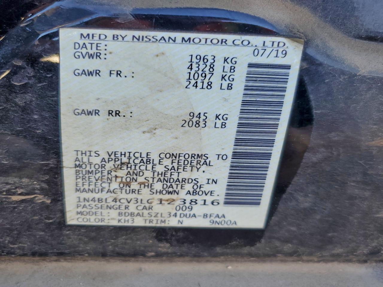 2020 NISSAN ALTIMA