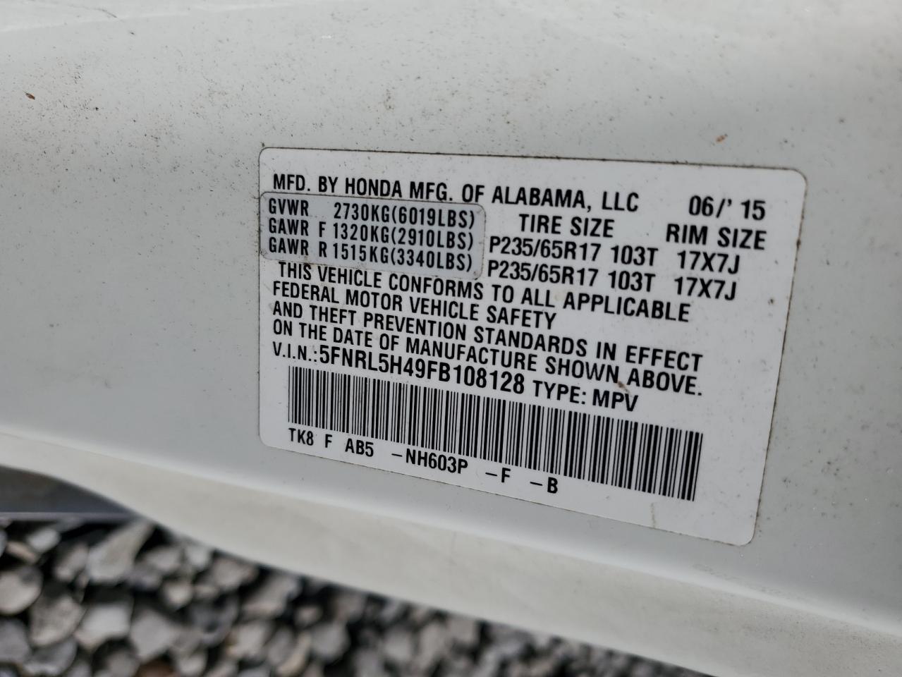 2015 HONDA ODYSSEY