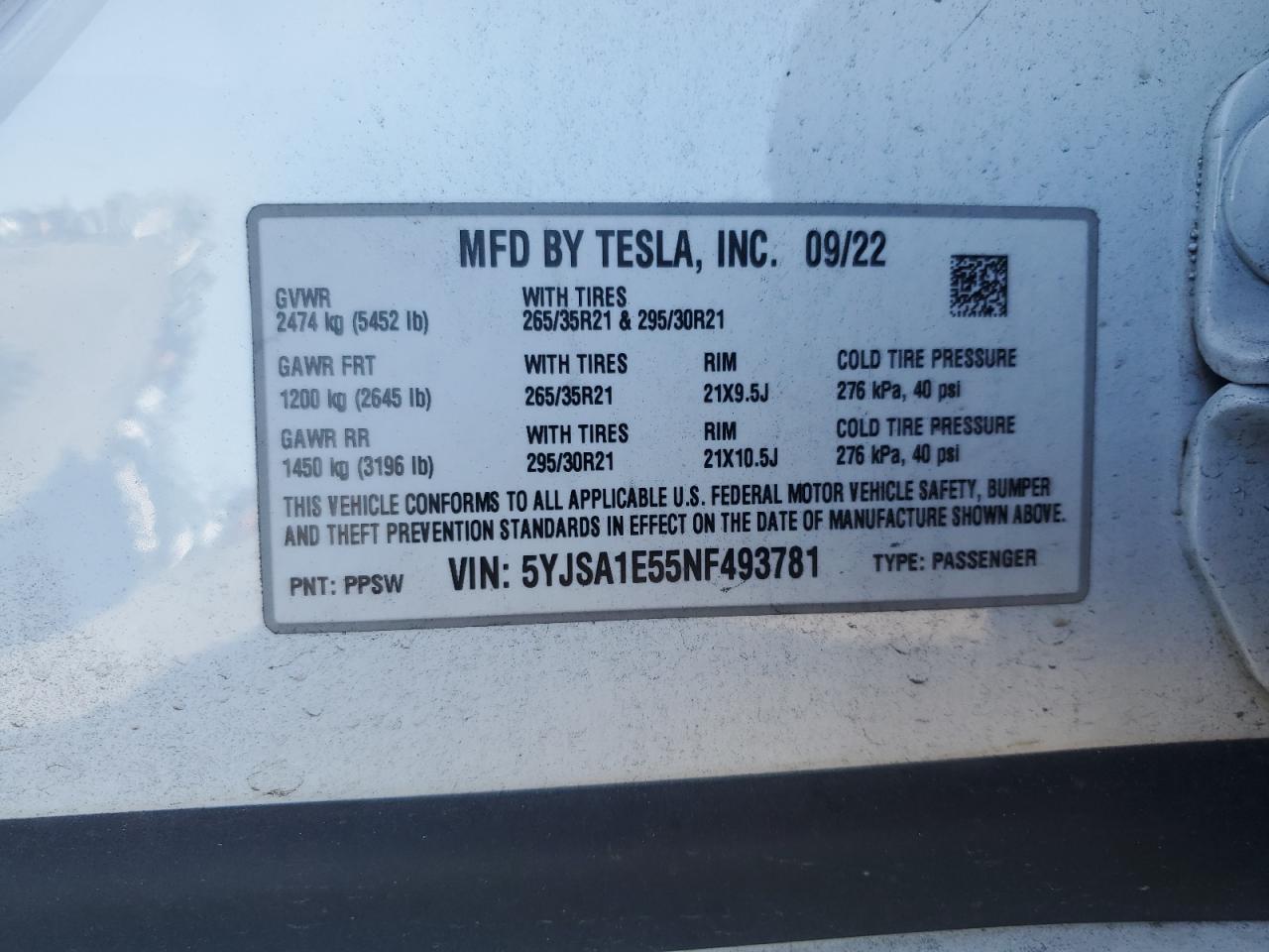 2022 TESLA MODEL S