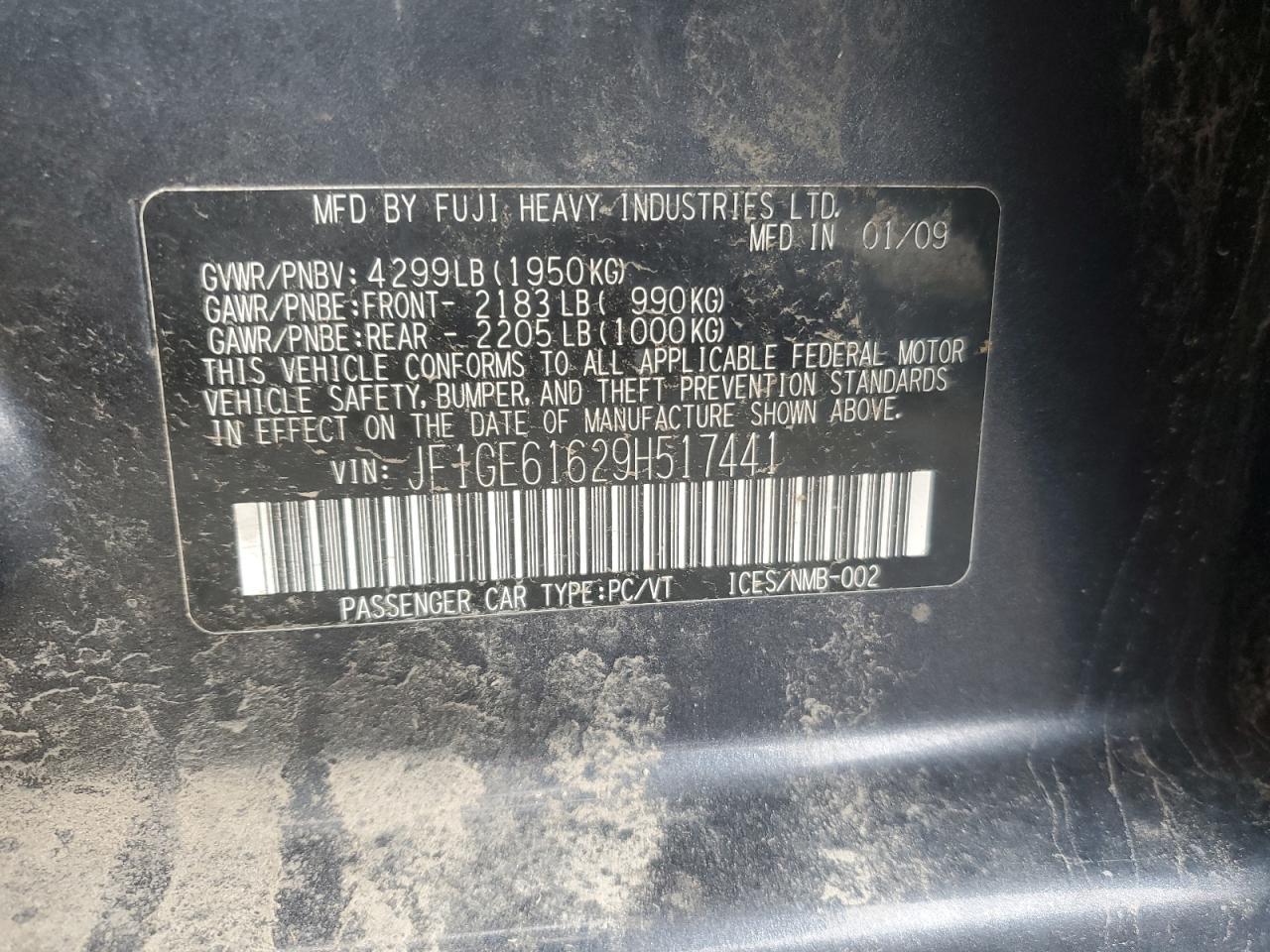 2009 SUBARU IMPREZA