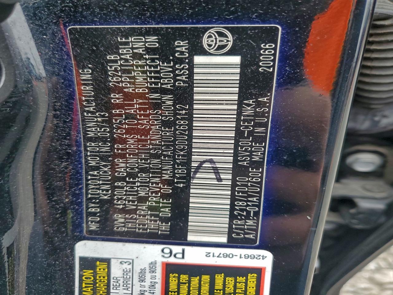 2013 TOYOTA CAMRY