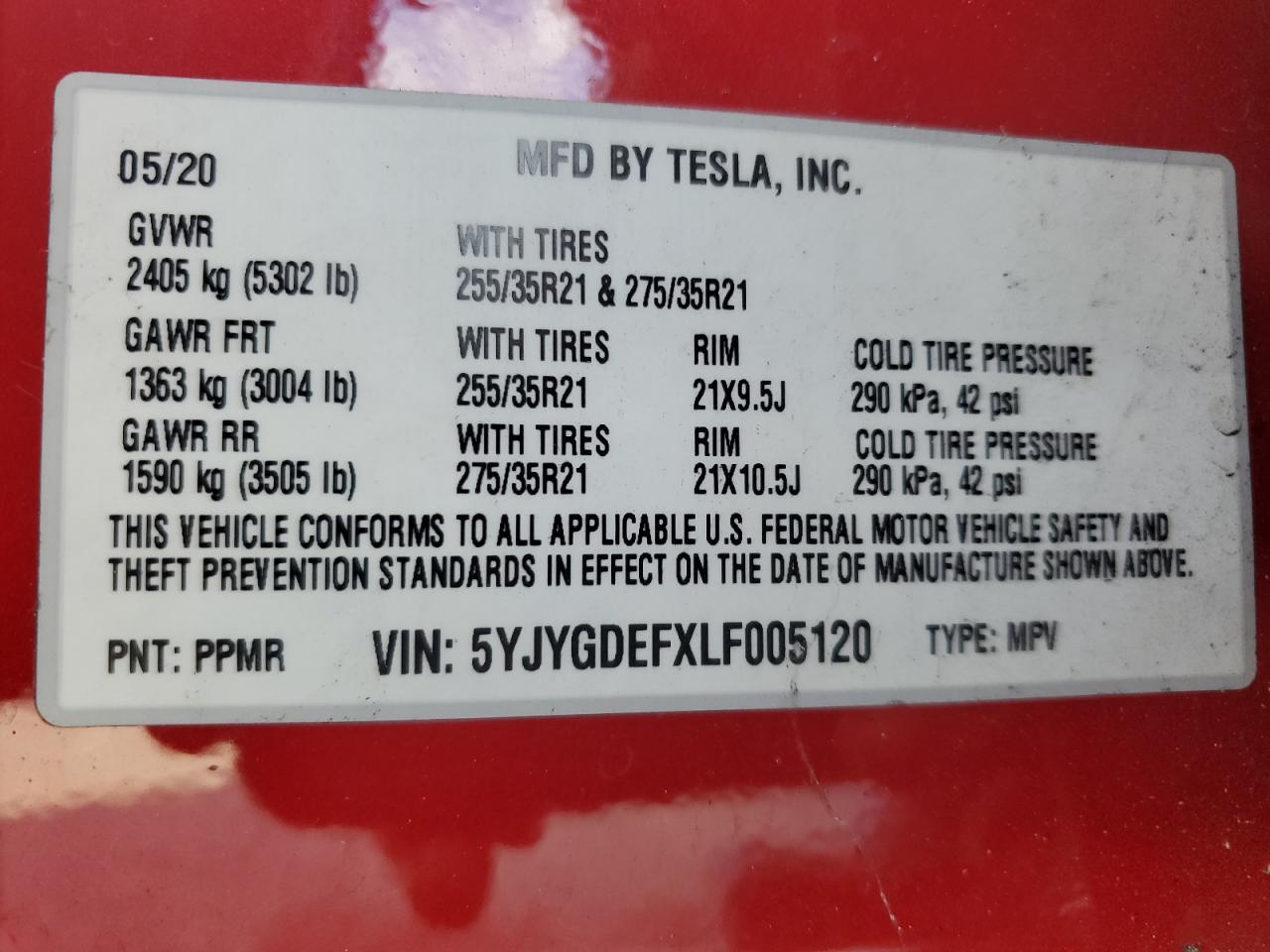 2020 TESLA MODEL Y