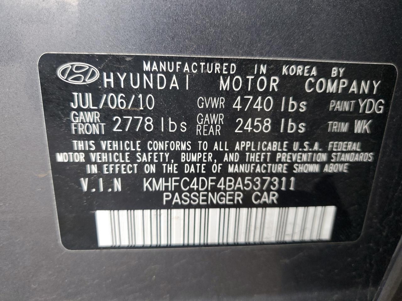 2011 HYUNDAI Azera