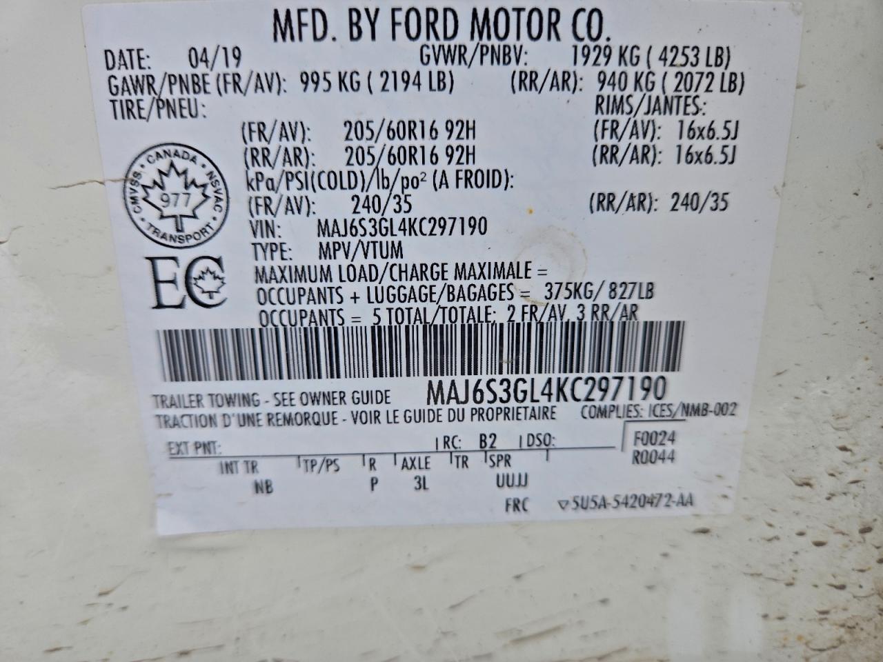 2019 FORD EcoSport