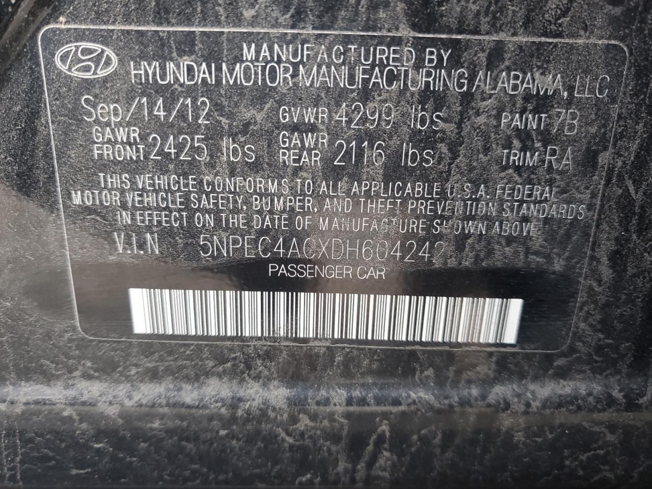 2013 HYUNDAI SONATA