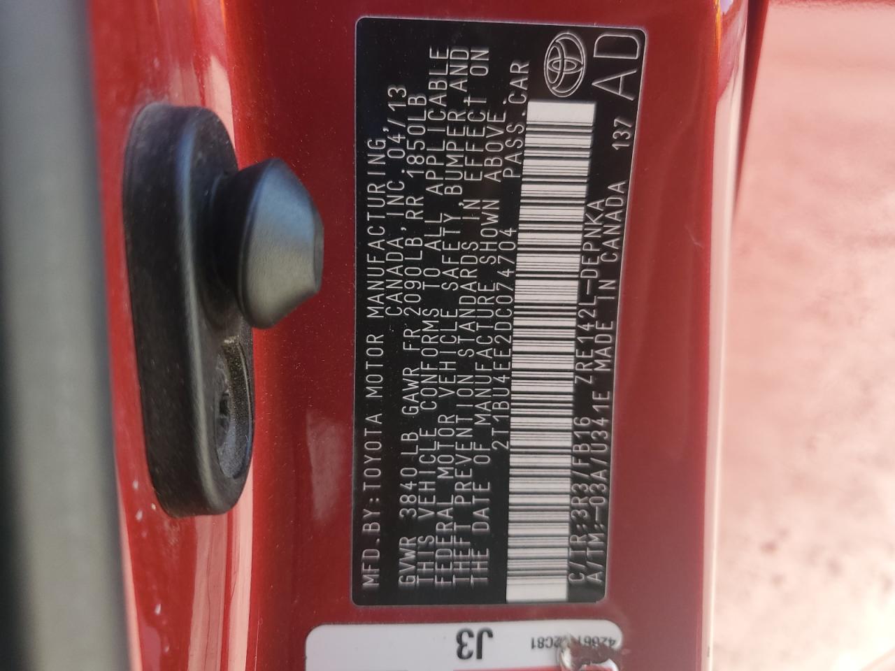 2013 TOYOTA COROLLA
