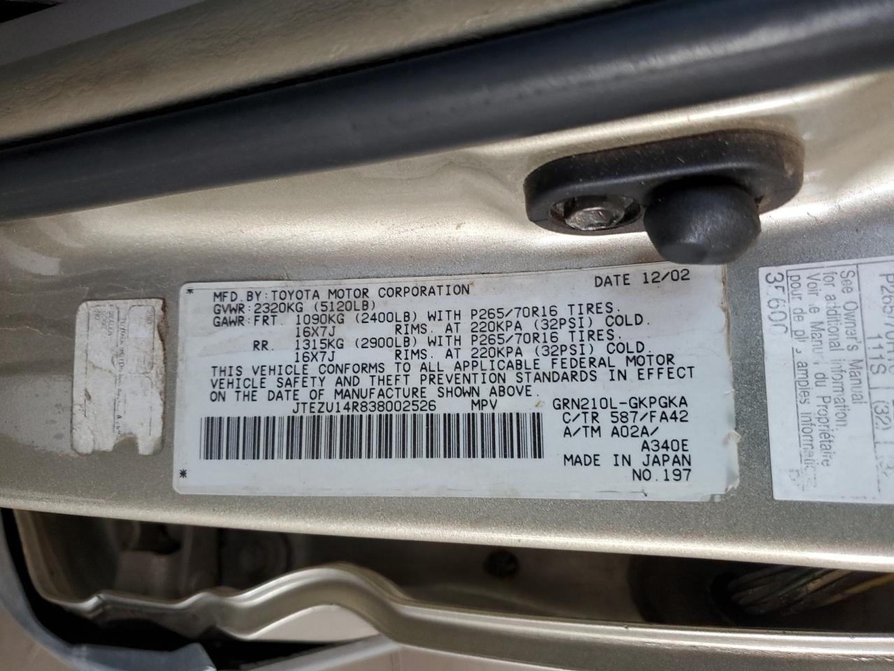 2003 TOYOTA 4Runner