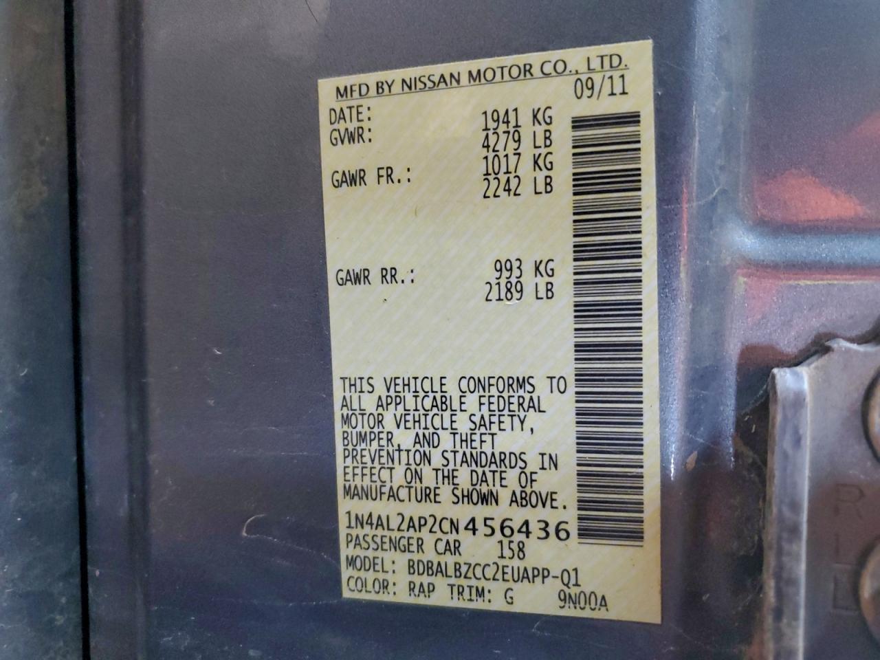 2012 NISSAN ALTIMA