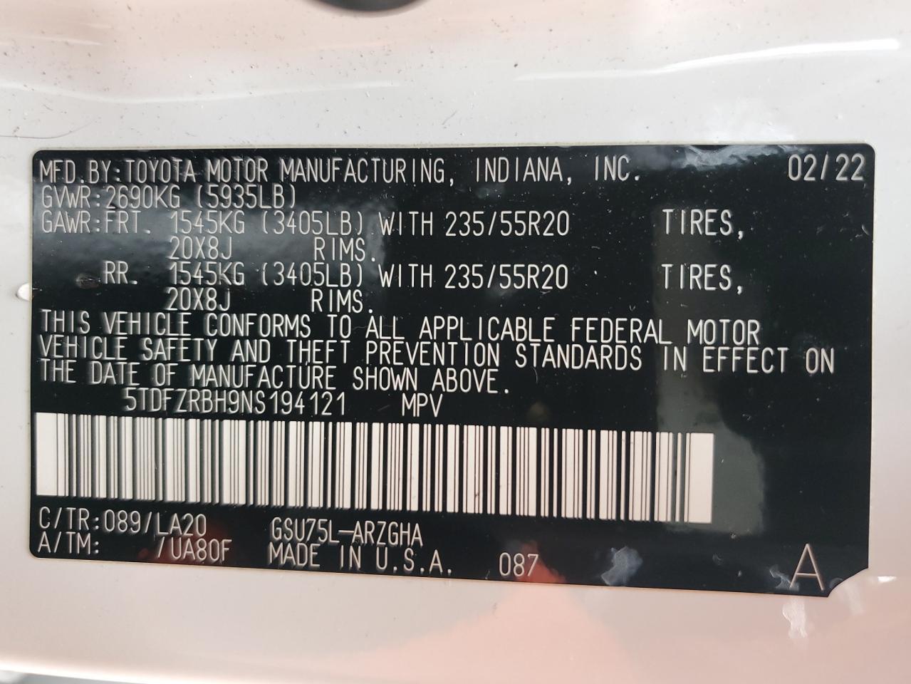 2022 TOYOTA HIGHLANDER