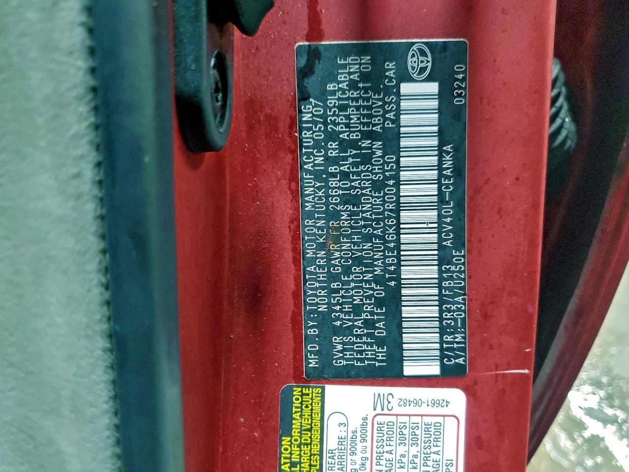 2007 TOYOTA CAMRY