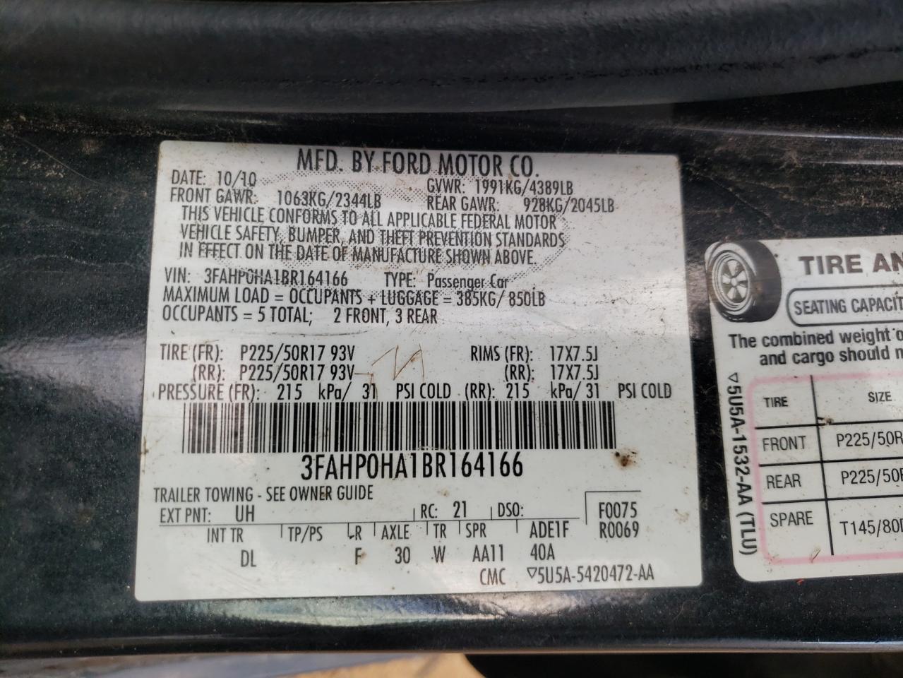 2011 FORD FUSION