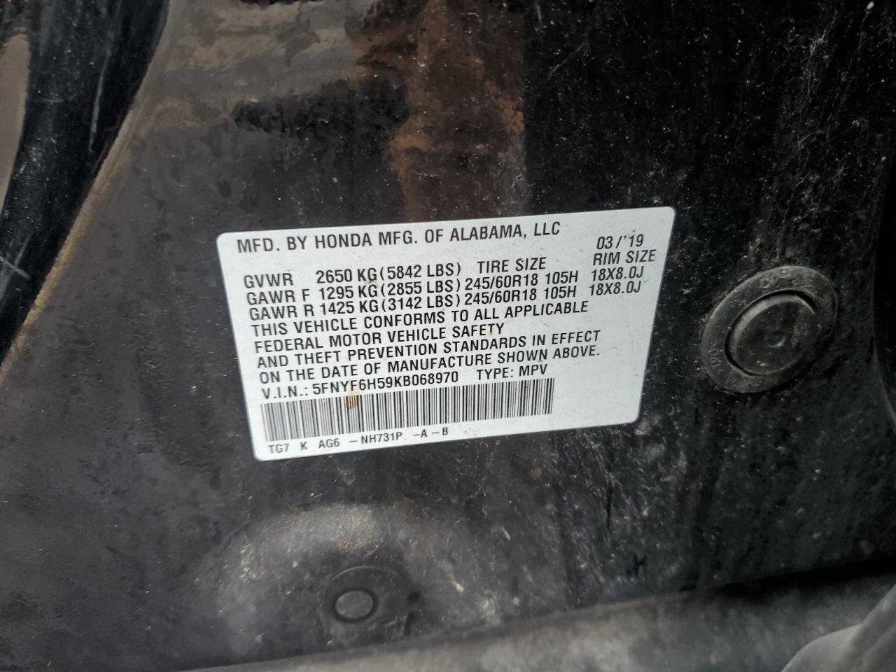 2019 HONDA PILOT