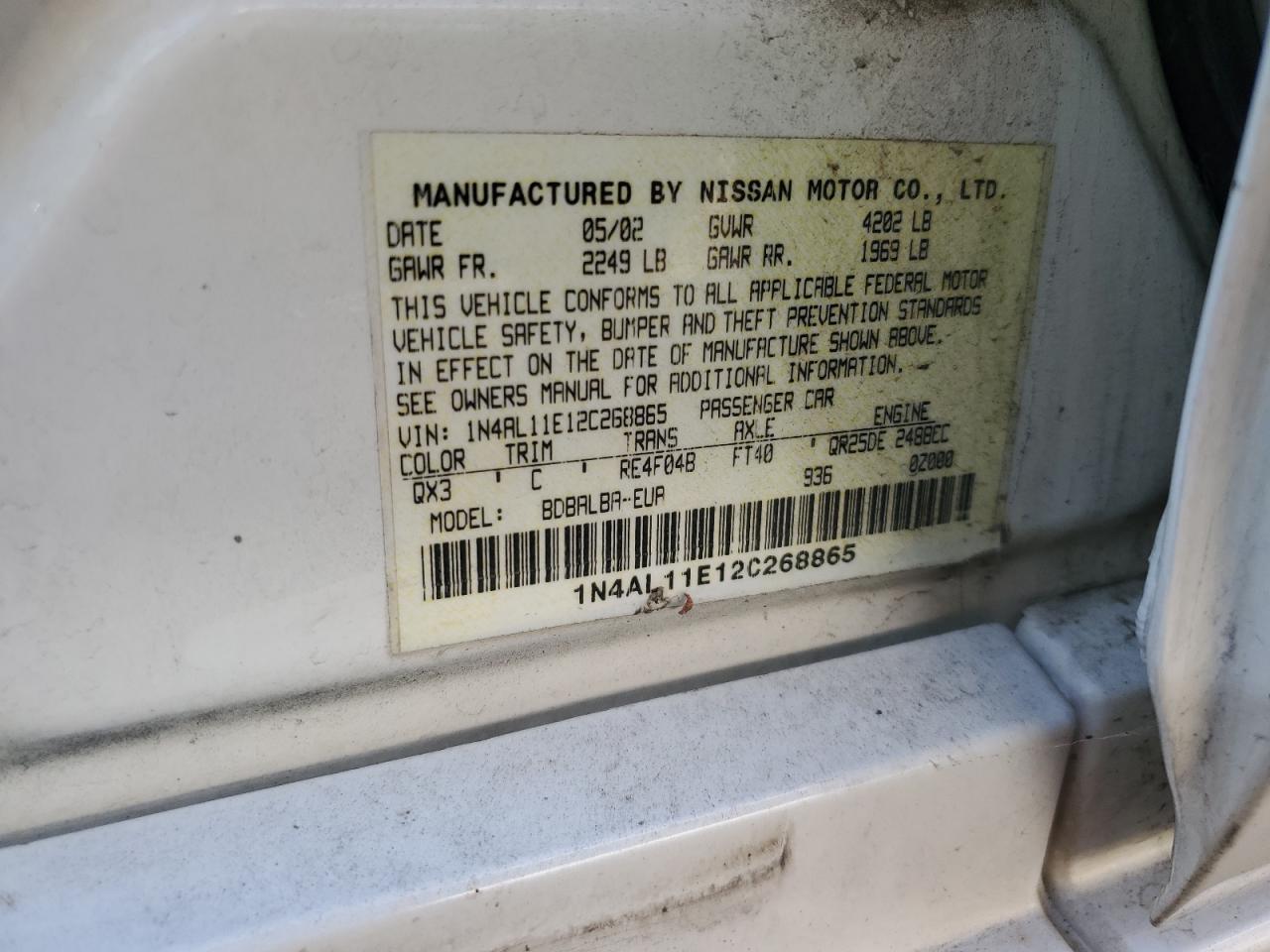2002 NISSAN ALTIMA