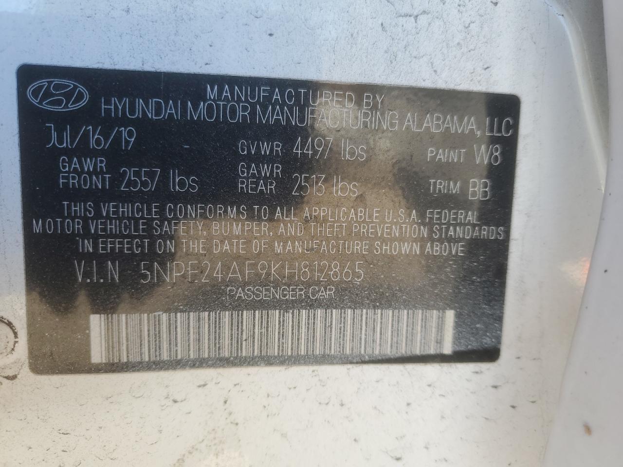 2019 HYUNDAI SONATA