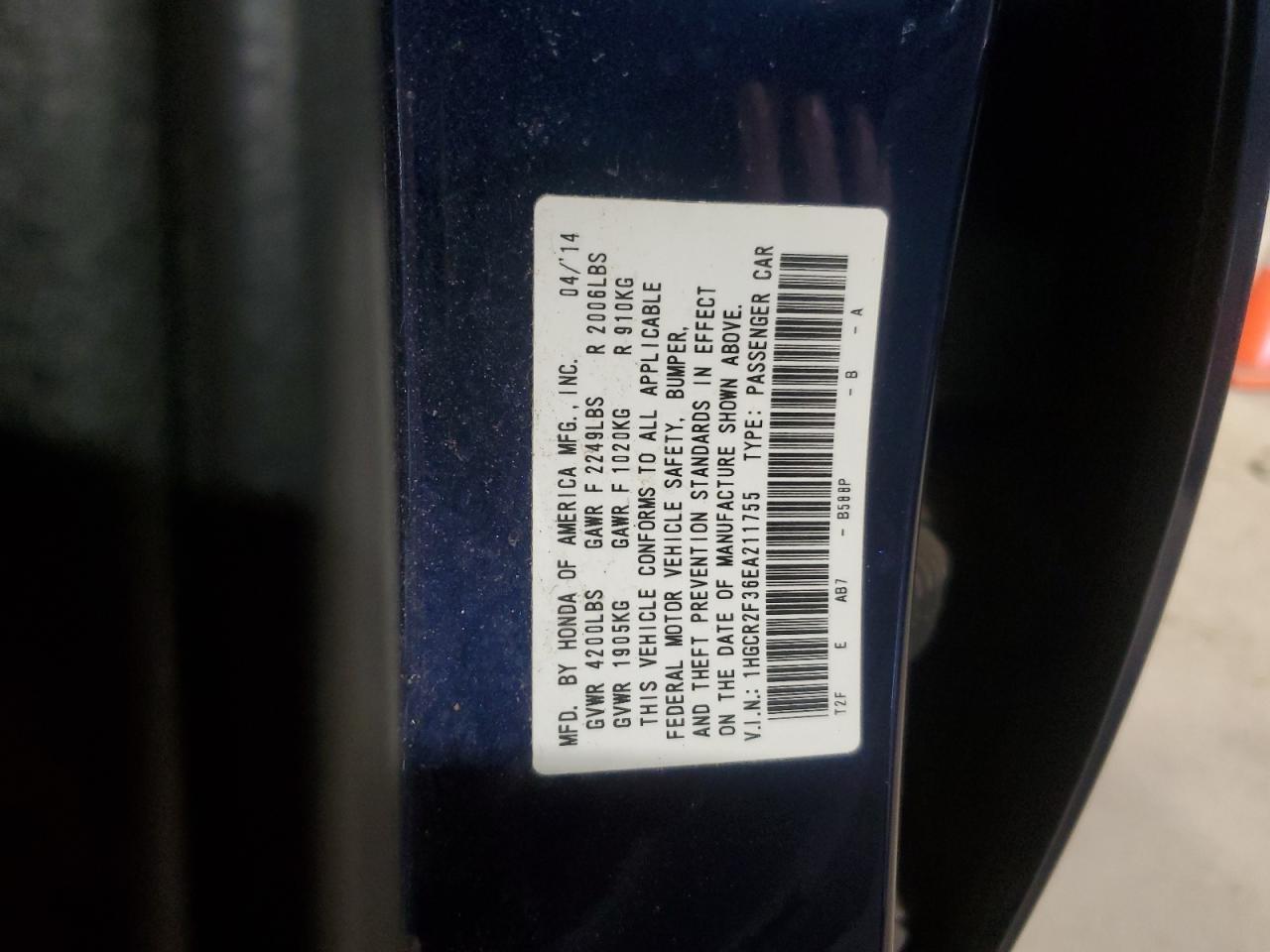 2014 HONDA ACCORD