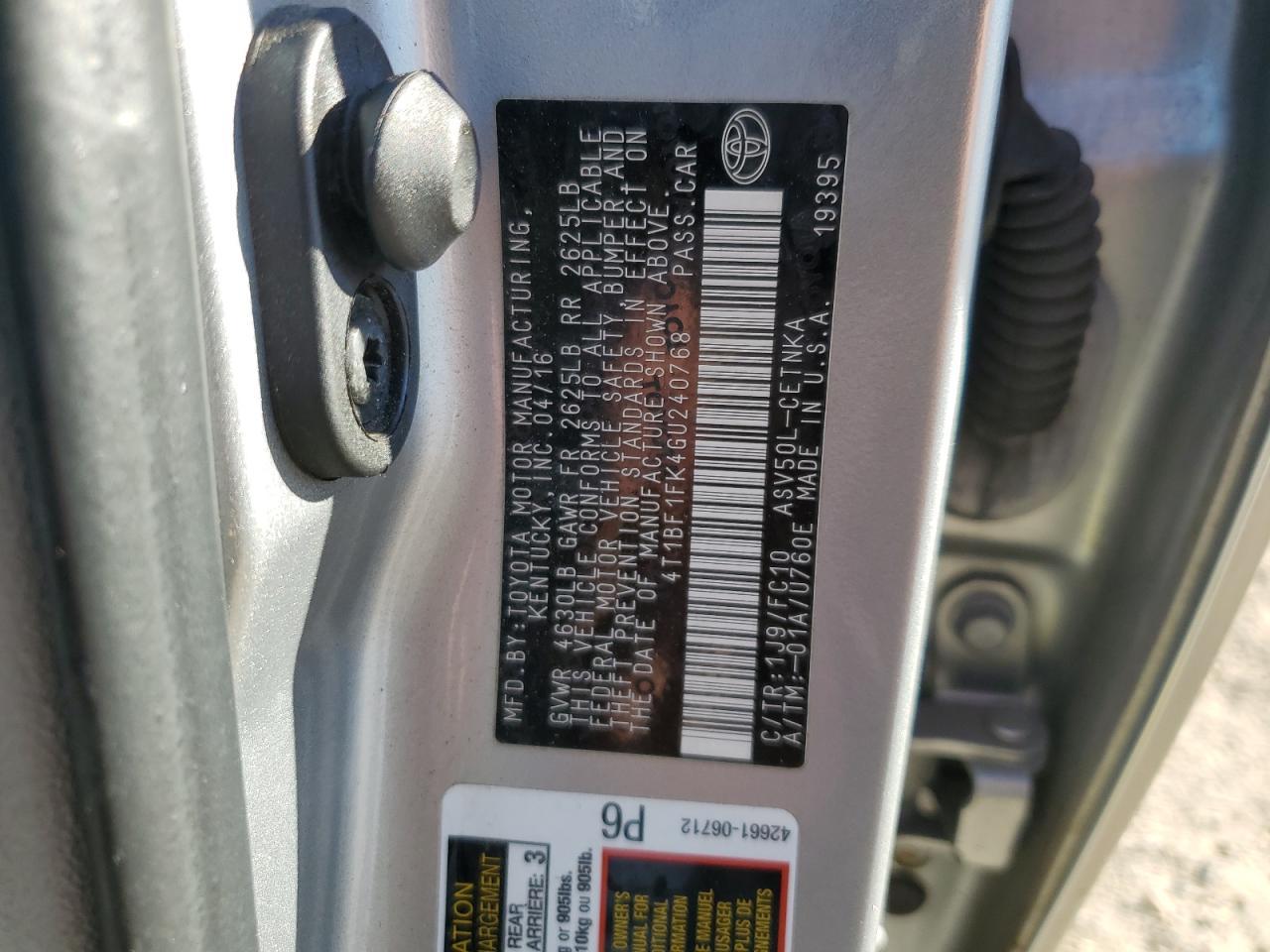 2016 TOYOTA CAMRY