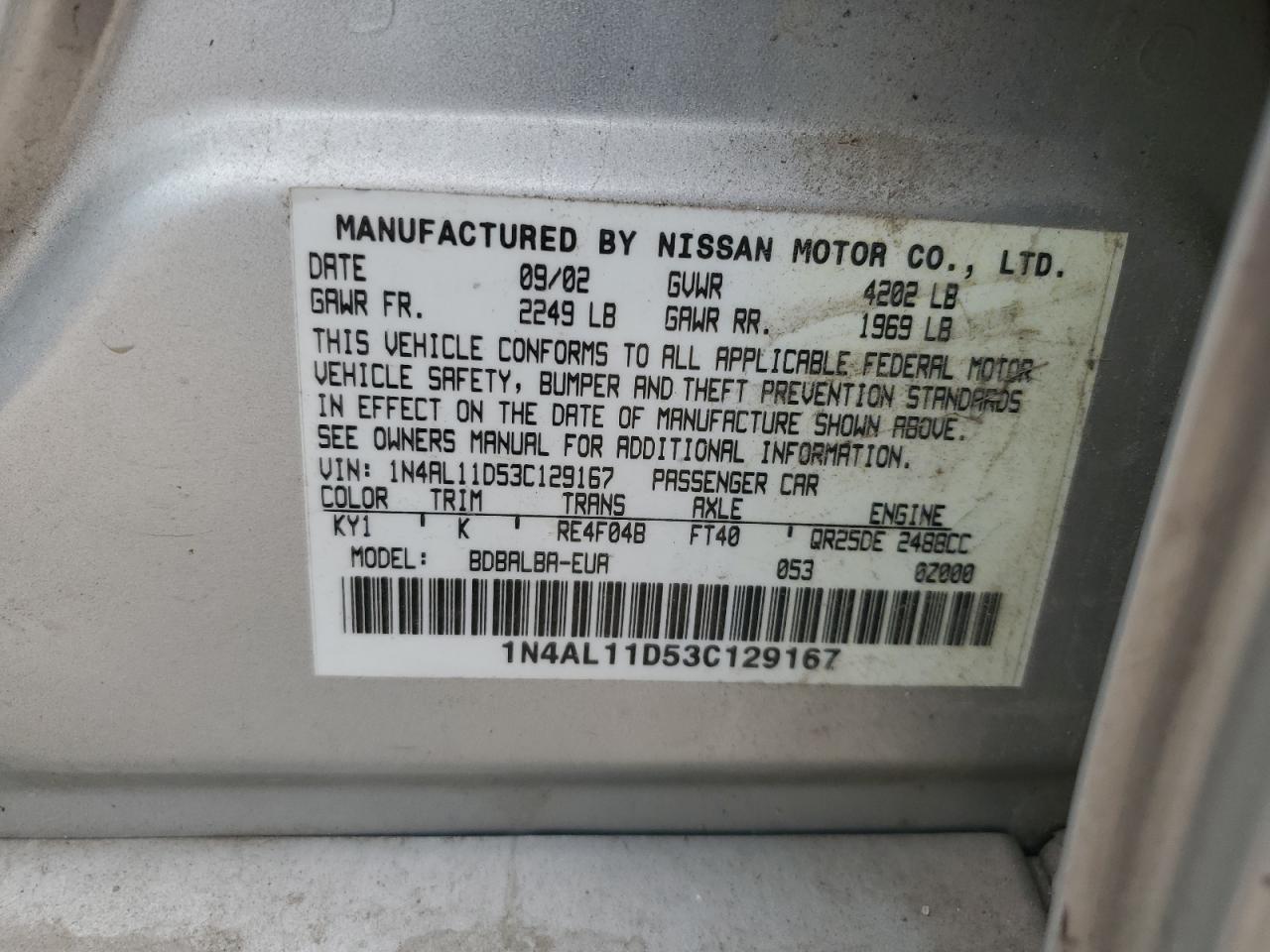 2003 NISSAN ALTIMA