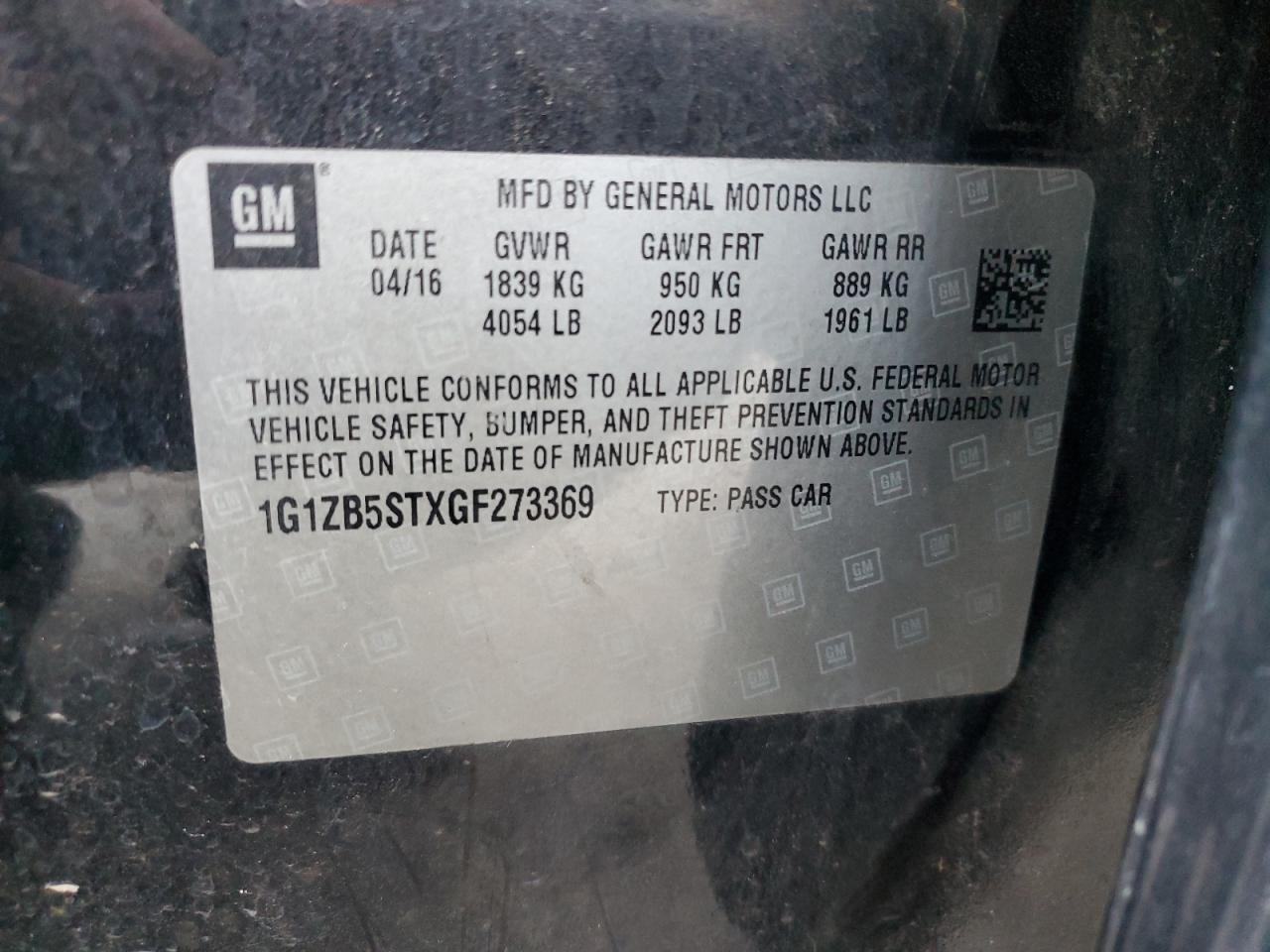 2016 CHEVROLET MALIBU