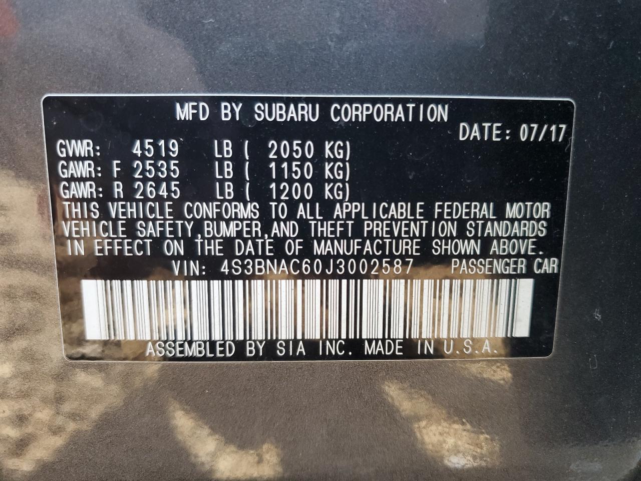 2018 SUBARU Legacy