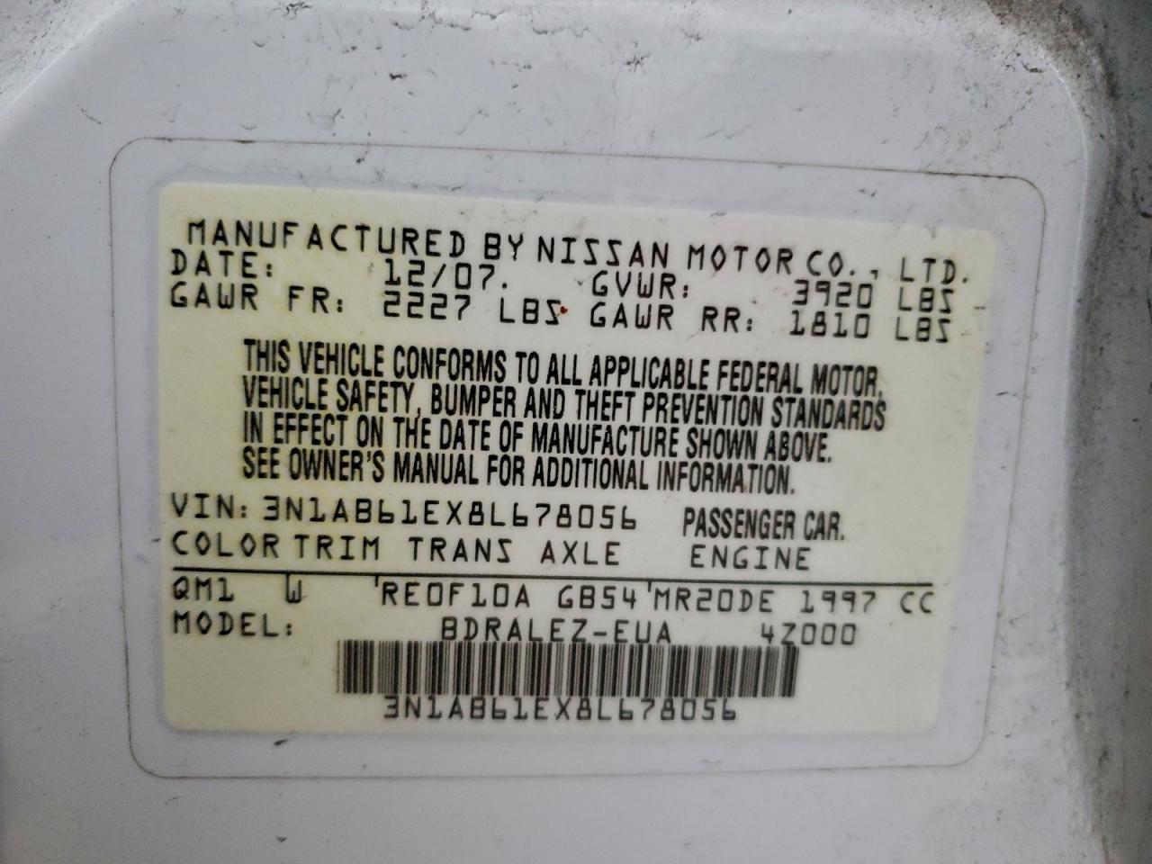2008 NISSAN SENTRA