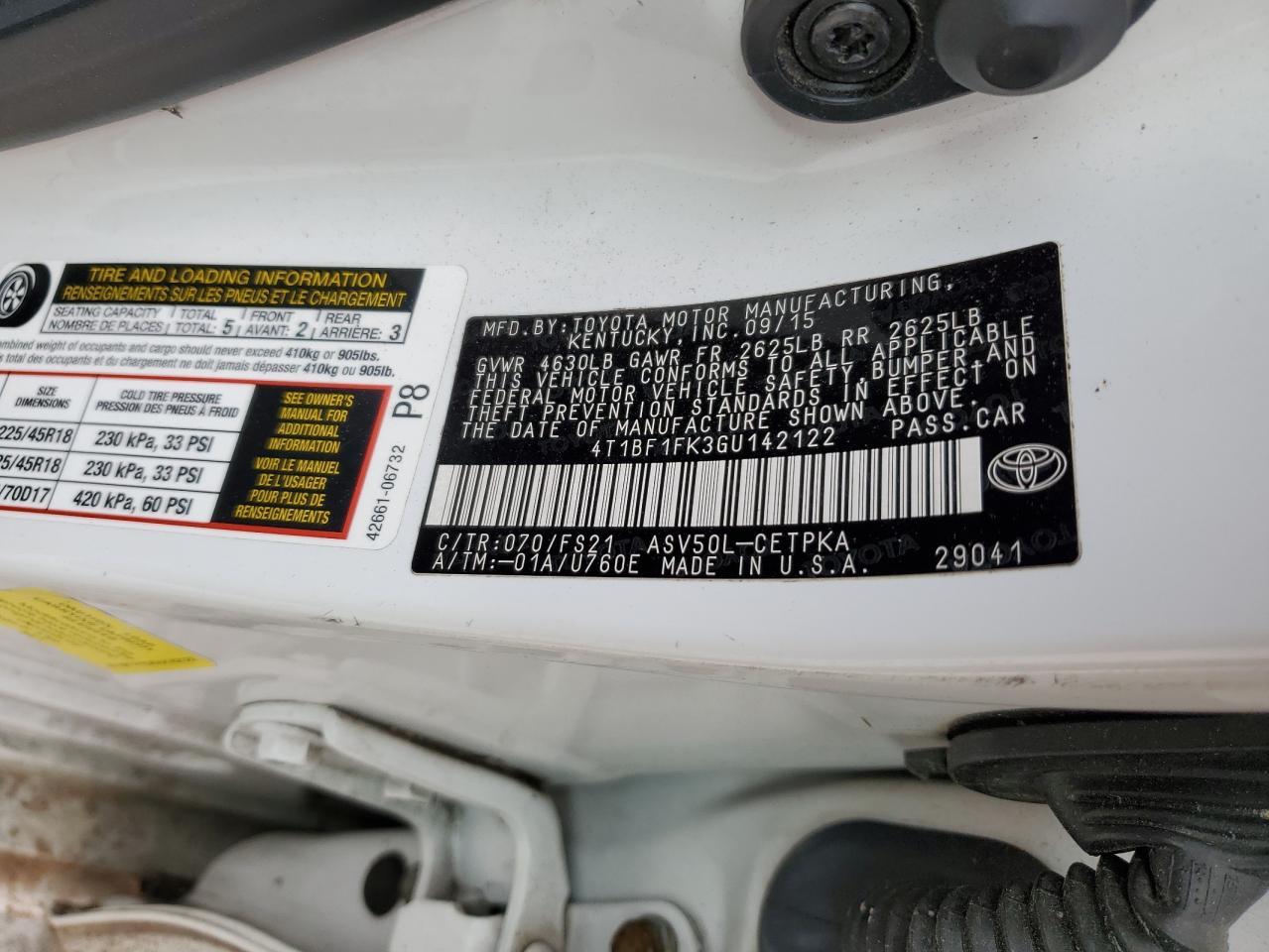 2016 TOYOTA CAMRY