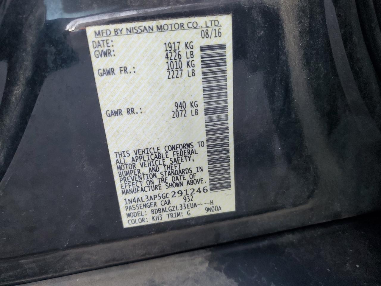 2016 NISSAN ALTIMA