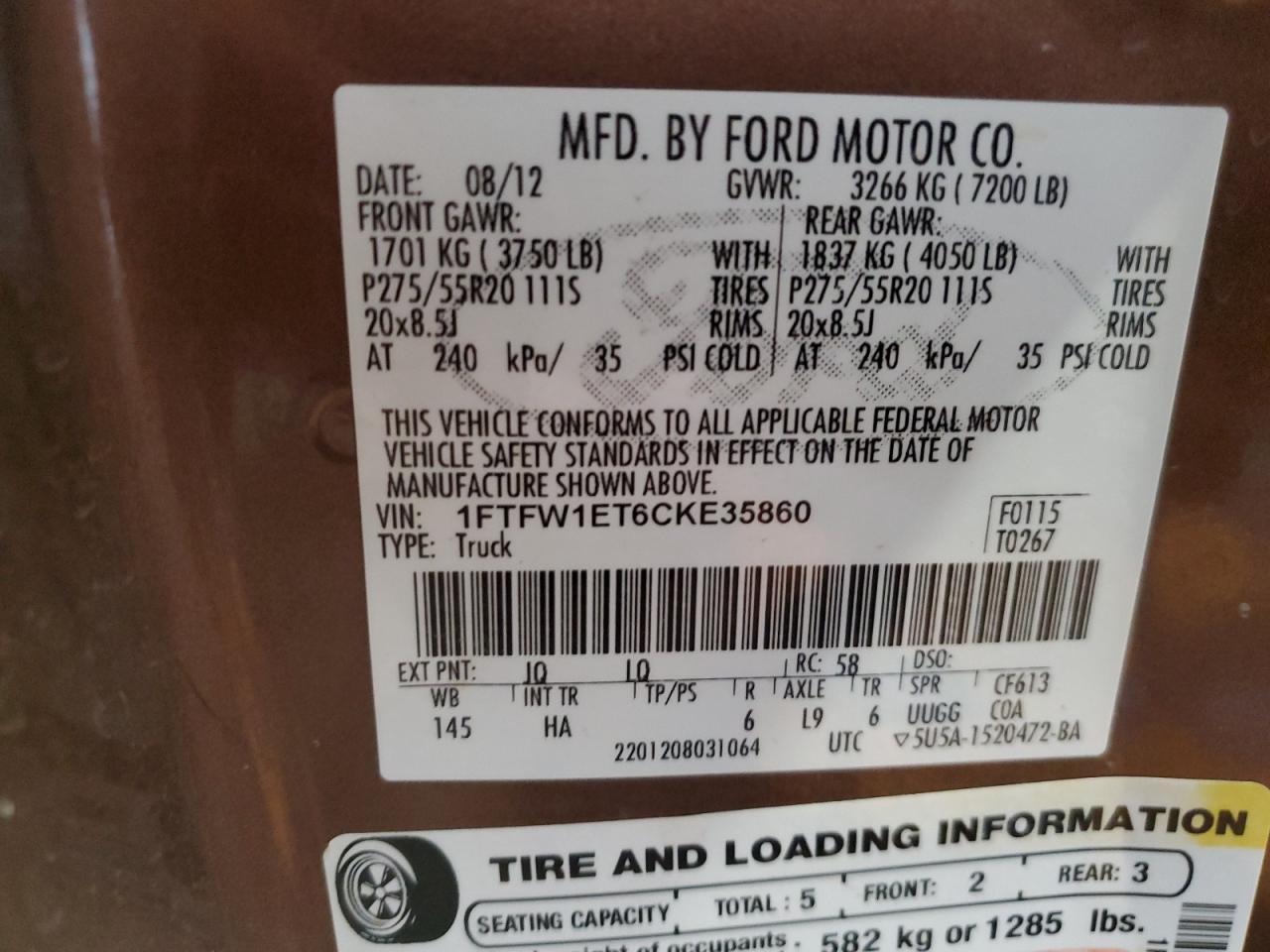 2012 FORD F-150