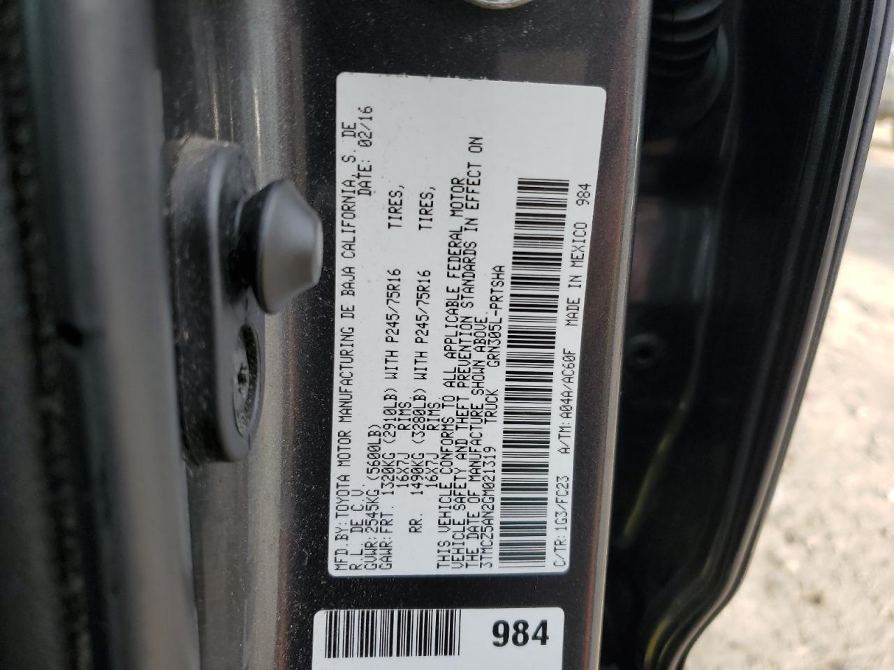 2016 TOYOTA TACOMA