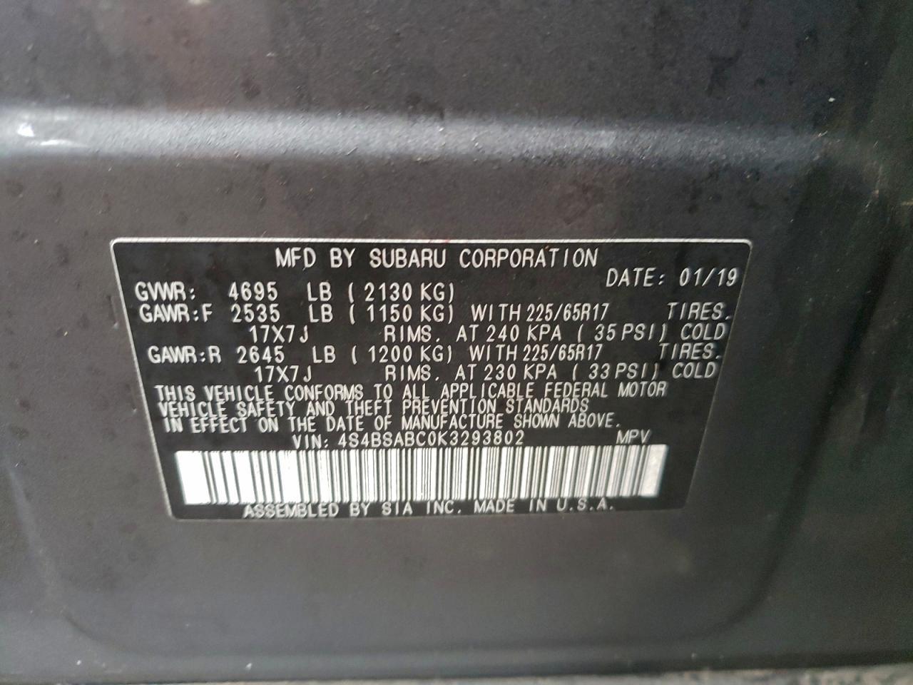 2019 SUBARU Outback
