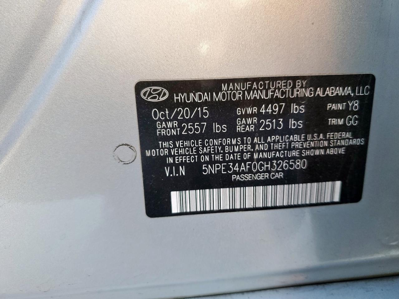 2016 HYUNDAI SONATA