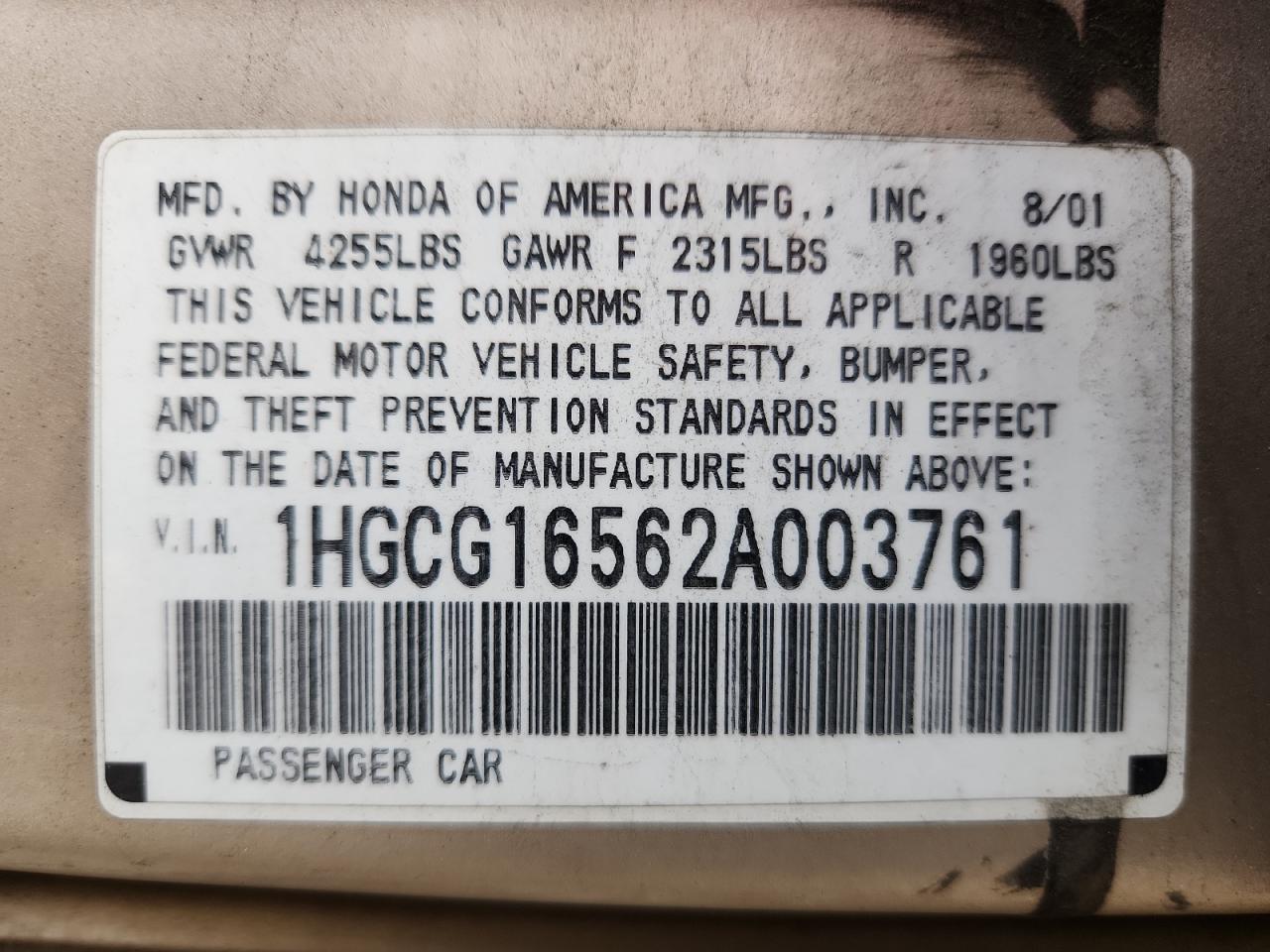 2002 HONDA ACCORD