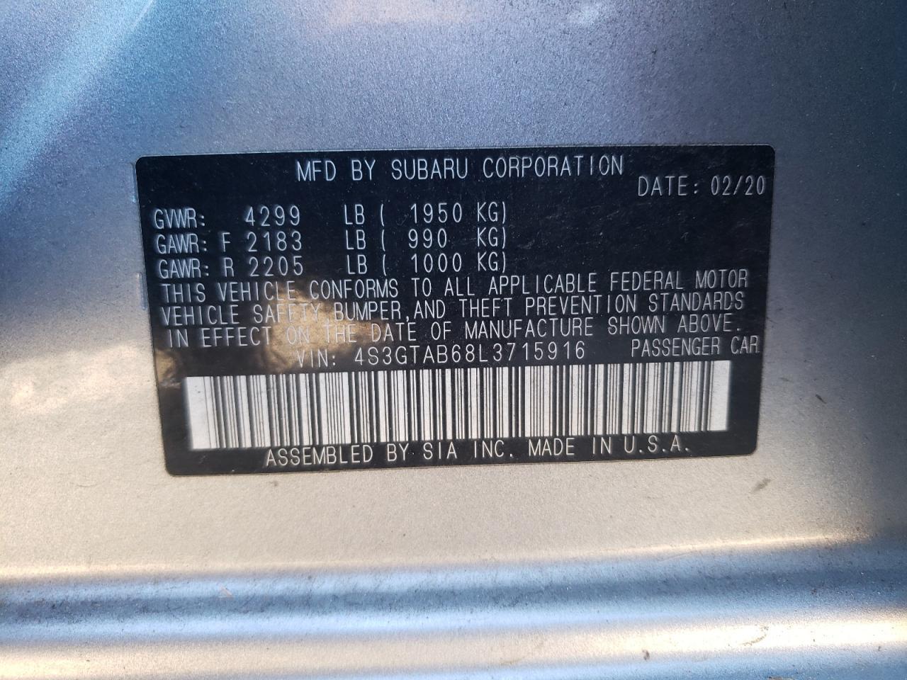 2020 SUBARU IMPREZA