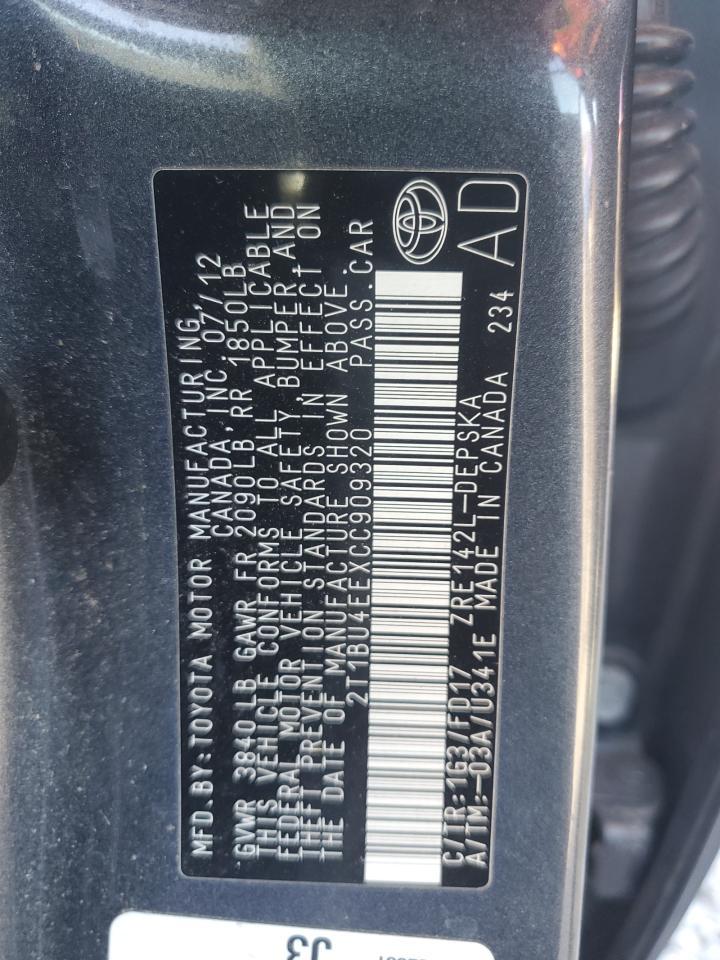 2012 TOYOTA COROLLA