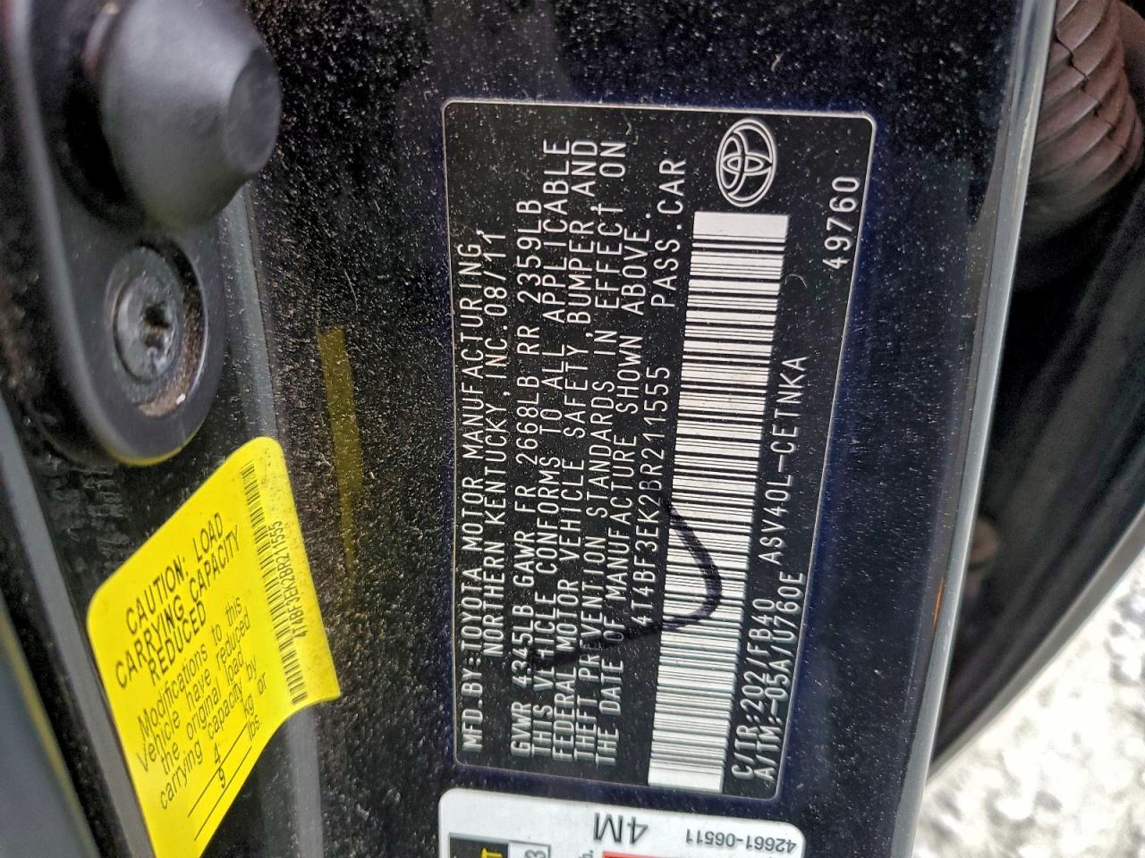 2011 TOYOTA CAMRY