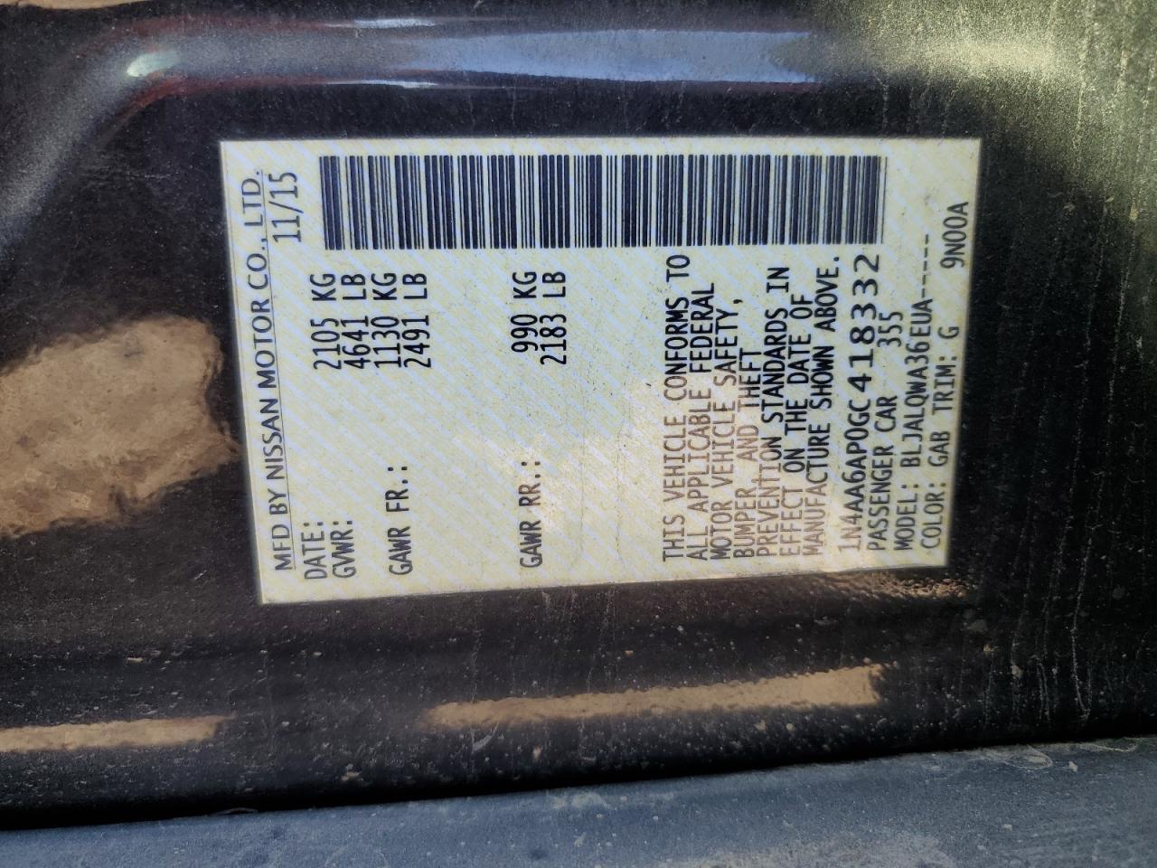2016 NISSAN Maxima
