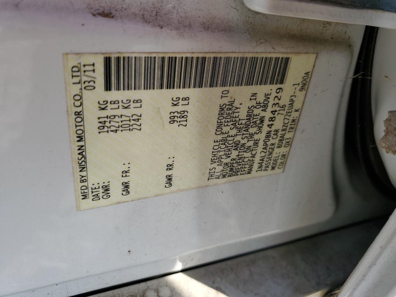 2011 NISSAN ALTIMA