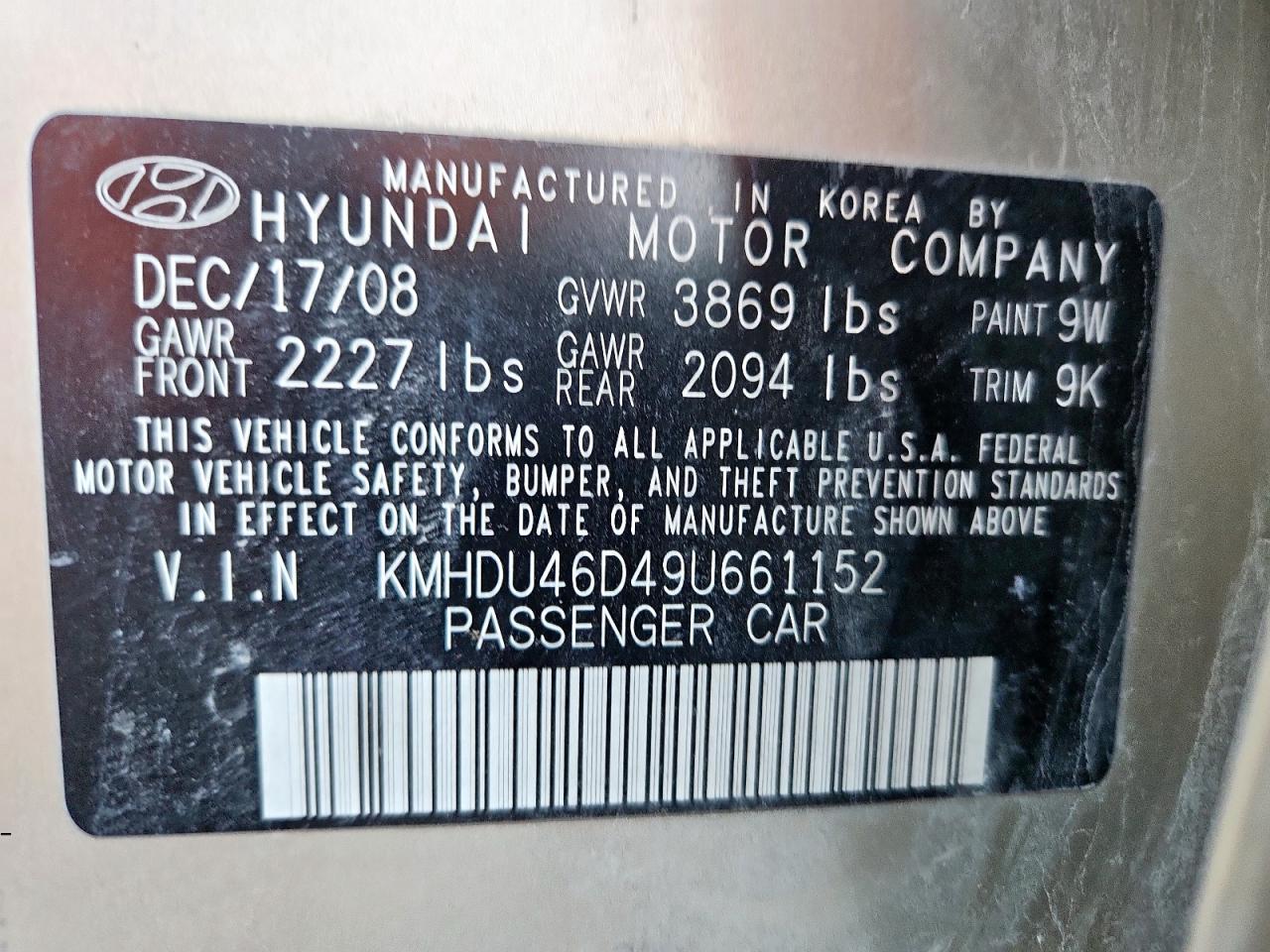 2009 HYUNDAI ELANTRA