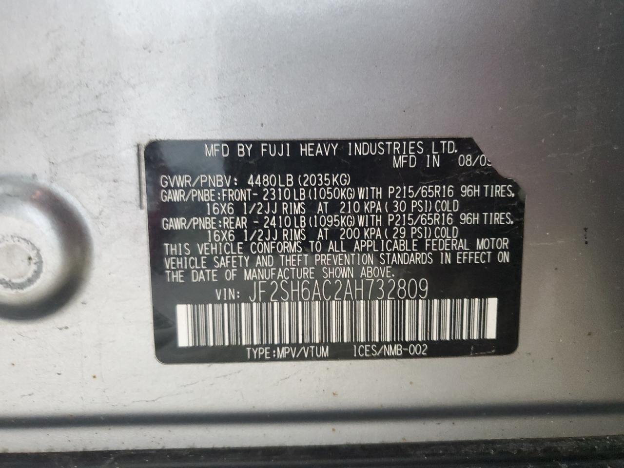 2010 SUBARU FORESTER