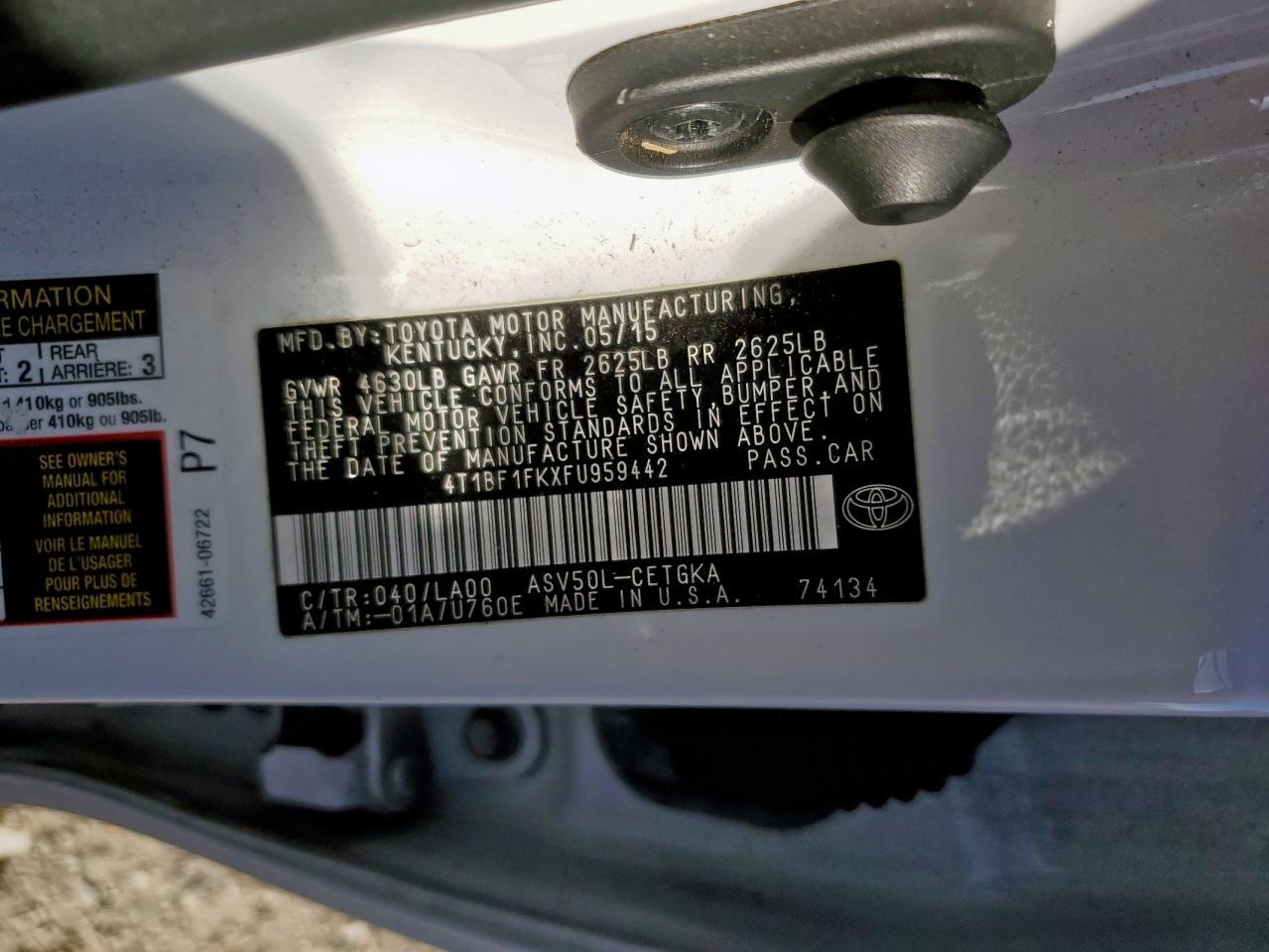 2015 TOYOTA CAMRY