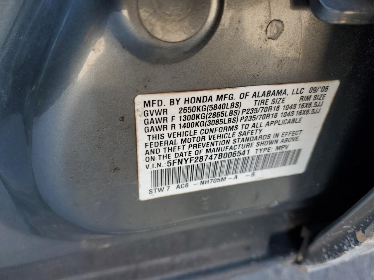2007 HONDA PILOT