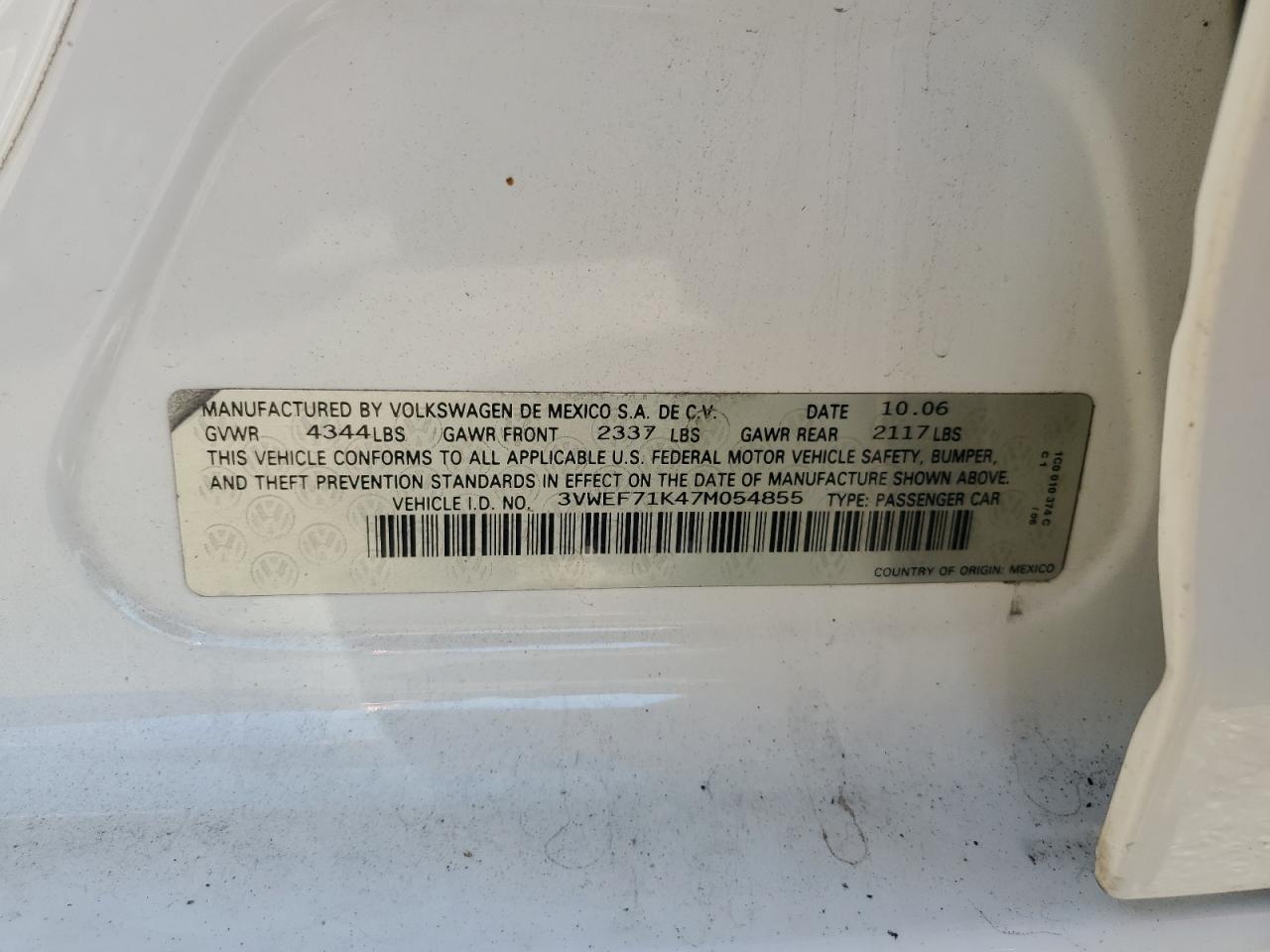 2007 VOLKSWAGEN JETTA