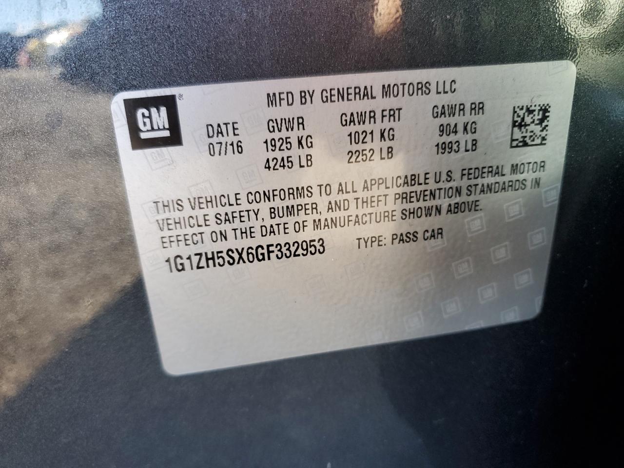 2016 CHEVROLET MALIBU