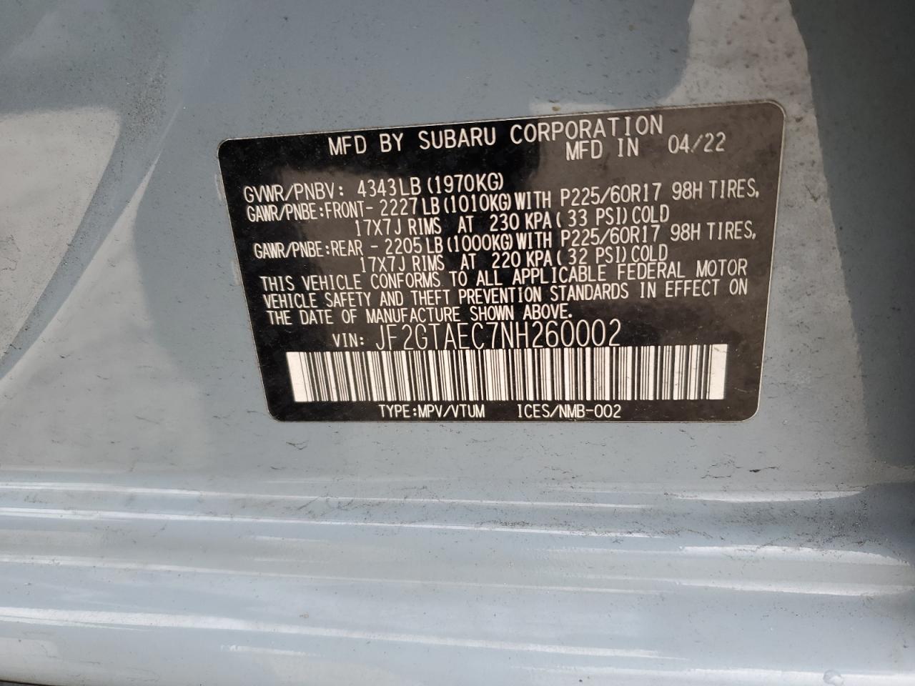 2022 SUBARU Crosstrek