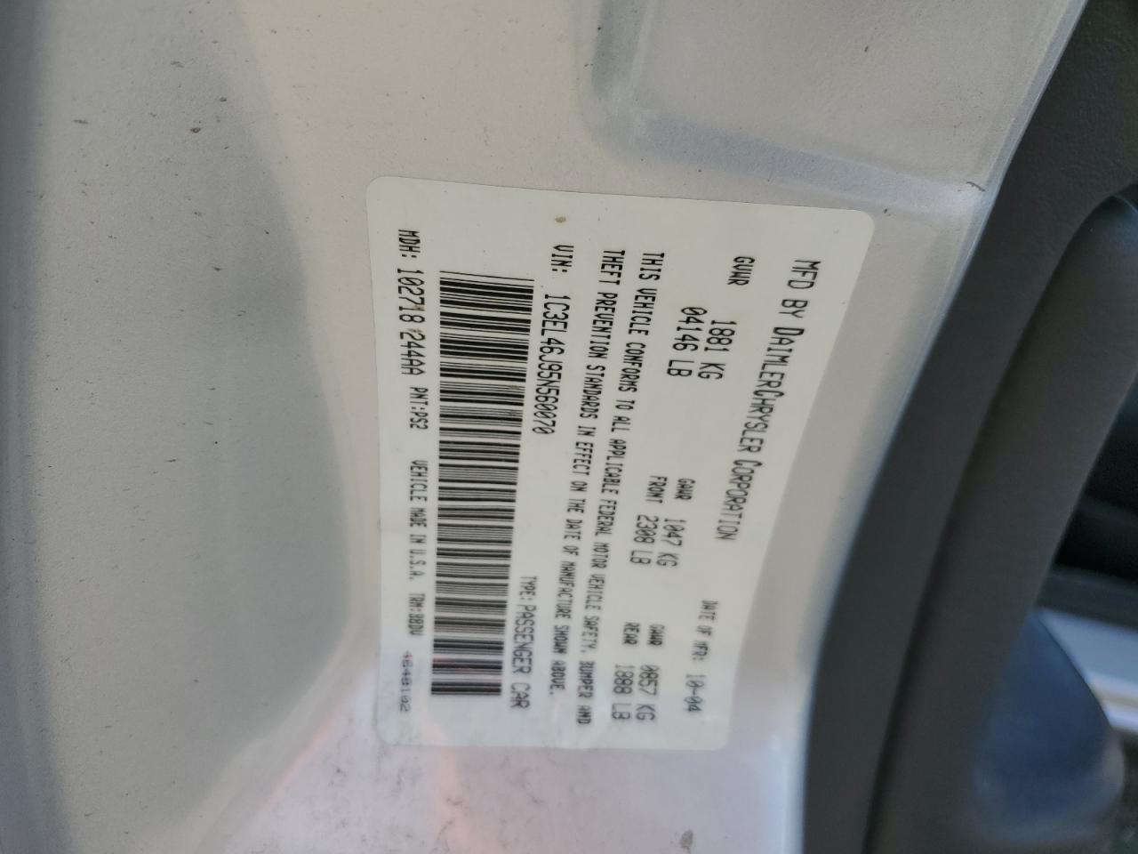 2005 CHRYSLER Sebring